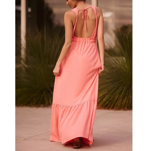 Anthropologie Boamar Daphne Maxi Dress Flamingo Pink - Small - Picture 2 of 10